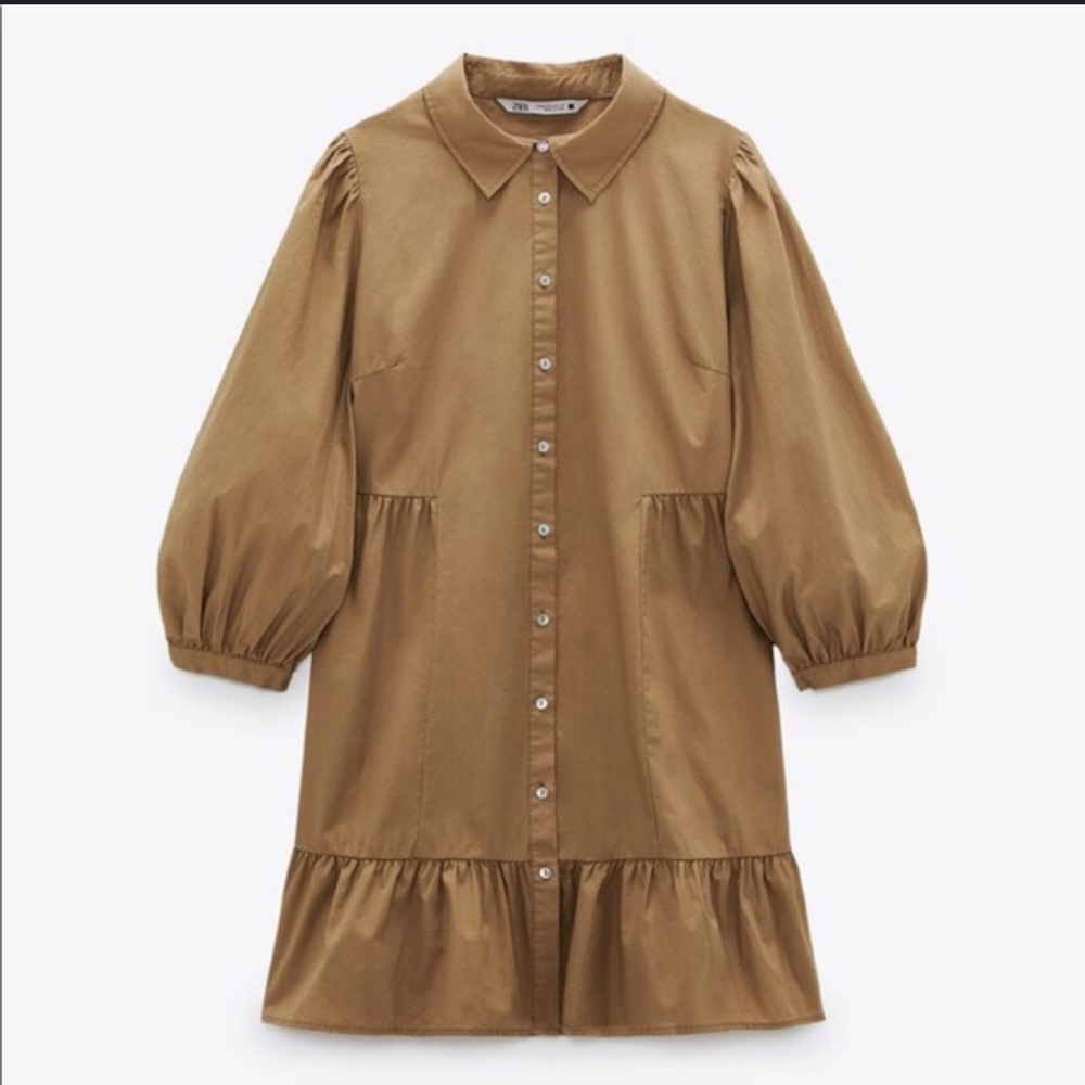 Zara Tan Tiered Mini Dress